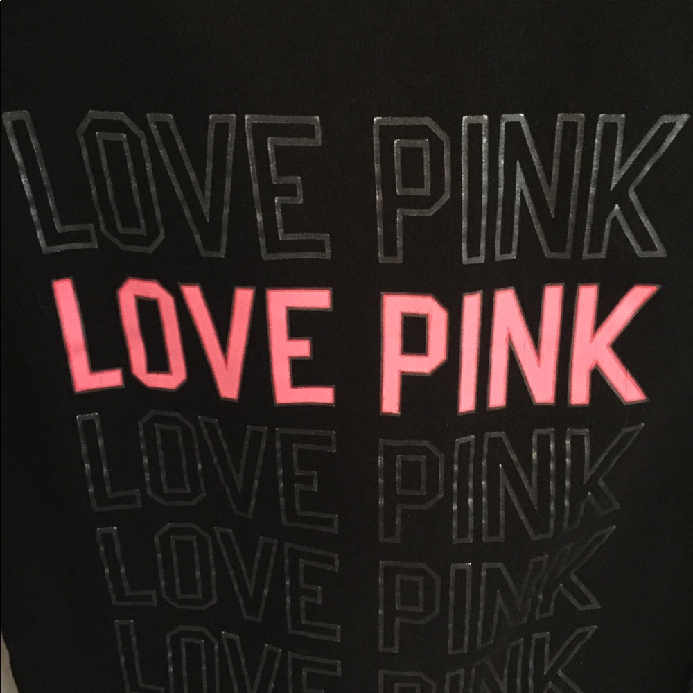 🦋 Pink Victoria’s Secret Black Long Sleeve Shirt